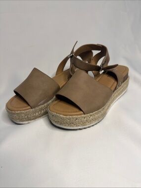 Soda Brown Espadrille Platform Sandals with Ankle Strap